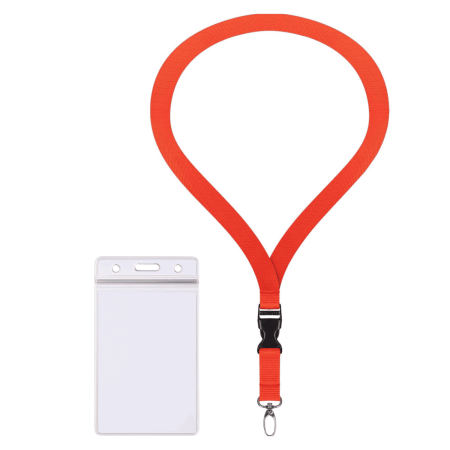 Preview: ZIP Kartenhalter horizontal / vertikal wasserdicht komplett mit 2cm Lanyard Schlüsselband Ausweishülle Schutzhülle transparent